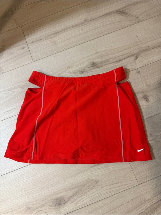 Nike Pants - Nike Red Skort with White Swoosh and Side Cutouts